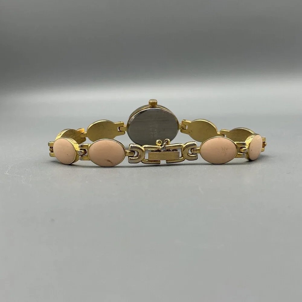 Cardini Womens Watch 18mm Silver Tone Pink Enamel Gold Tone New Battery 7.25